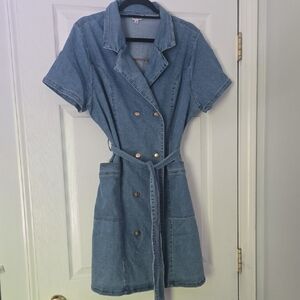 Nanette Lepore Denim Button-Up Dress With Belt- Size 14